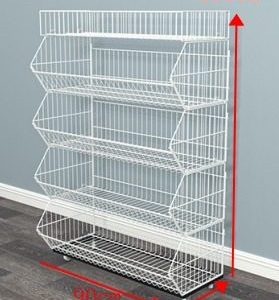 Stacking Promotion Wire Basket, Folding Supermarket Wire Basket